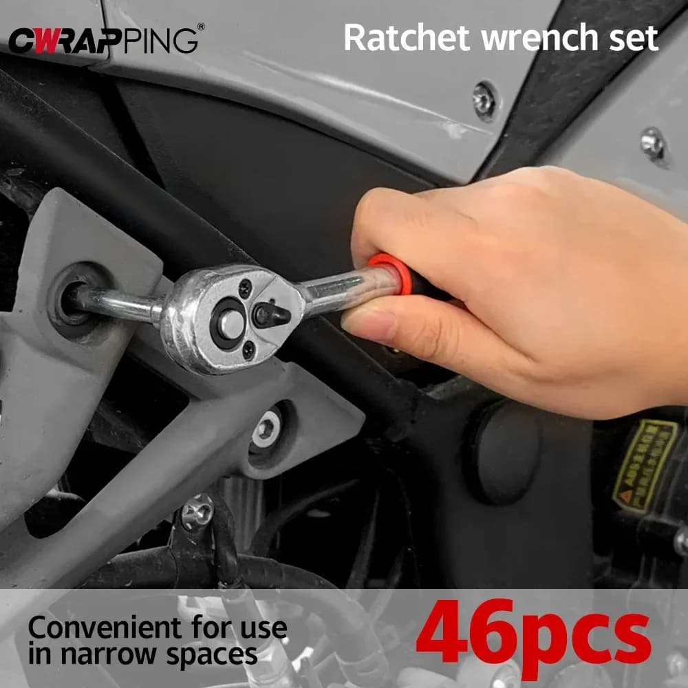 46Pcs Tools Set General Home Use Craft Toolbox Motorcycle Car Repair Mechanic Tool Set with Plastic Storage Box Motorcycle Tool