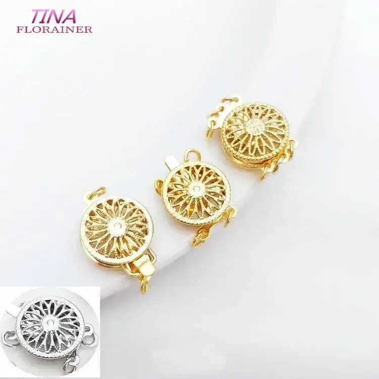 4PCS 12MM Diameter 14K Gold Color Brass Necklace Connect Clasp Jewelry Making Supplies Diy Findings Accessories