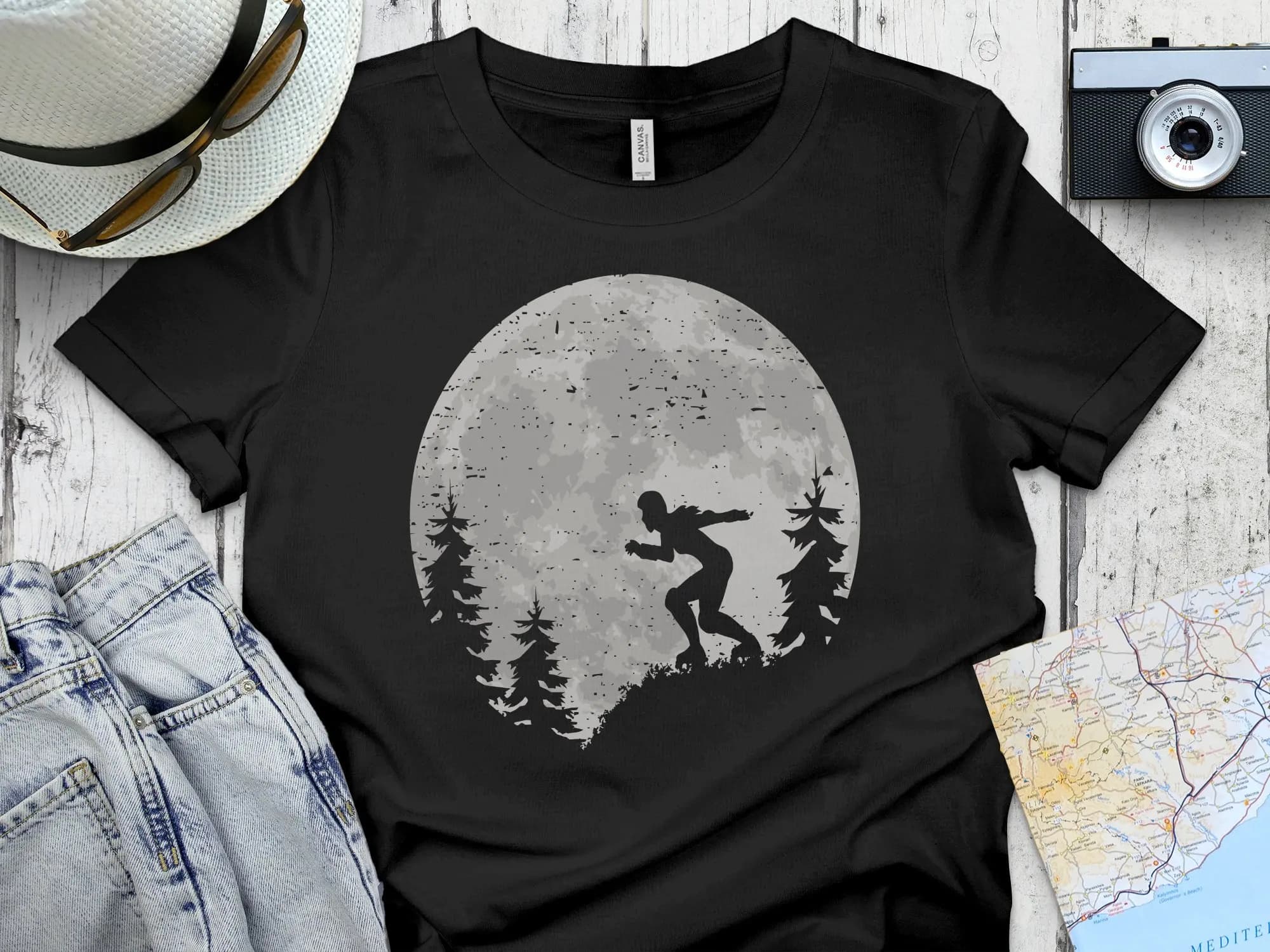 Inline Skating Full Moon Skates Shirt Skater Gift T