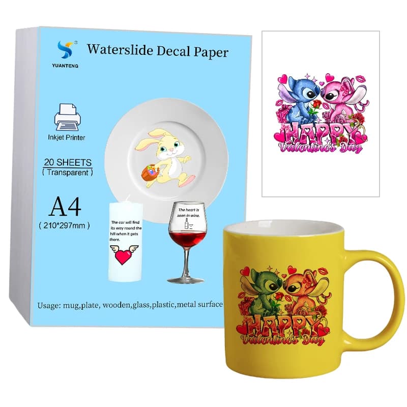 20Sheets/Bag Blue Backing Water Transfer Paper Inkjet Printed for DIY White Clear Waterslide Decal Transfer Paper For Ceramics