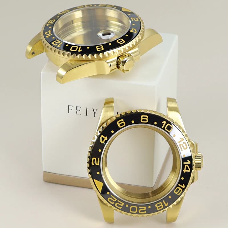 Gold 40mm Men Watch Case Sapphire Crystal Glass For Seiko NH34 NH35 NH36/38 Miyota 8215 ETA 2824 Automatic Movement 28.5mm Dial