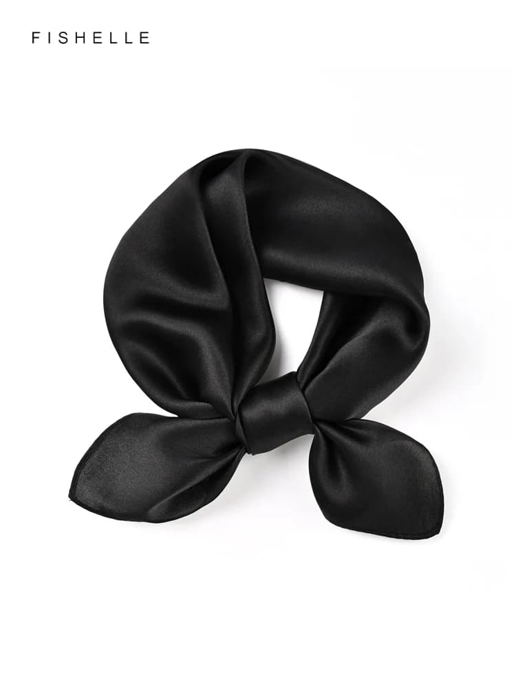 Solid color black pure silk scarf headscarf handkerchief lady scarves foulard small hijab wrap neck scarf women spring autumn