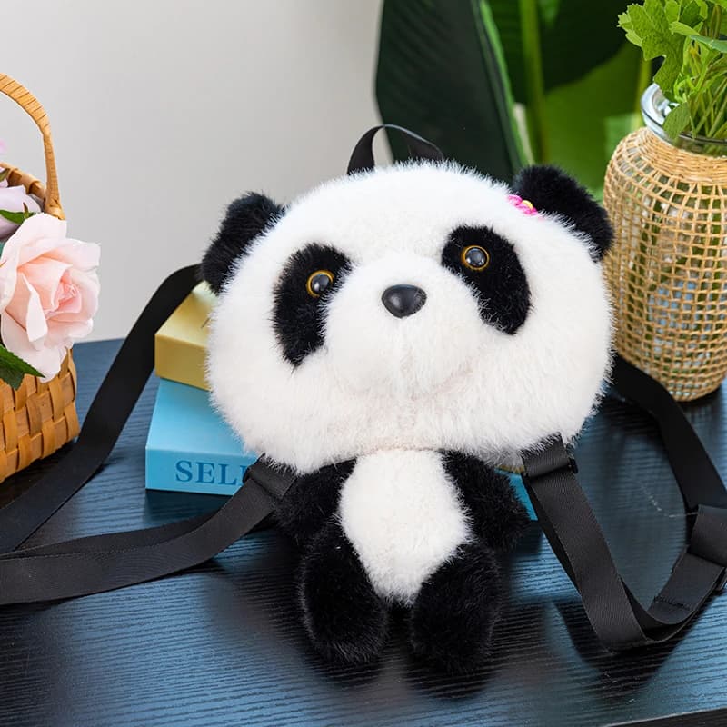 New Cute Flower Panda Crossbody Bag Conspicuous Bag for Girls Plush One Shoulder Backpack Children's Bag Tourist Souvenir