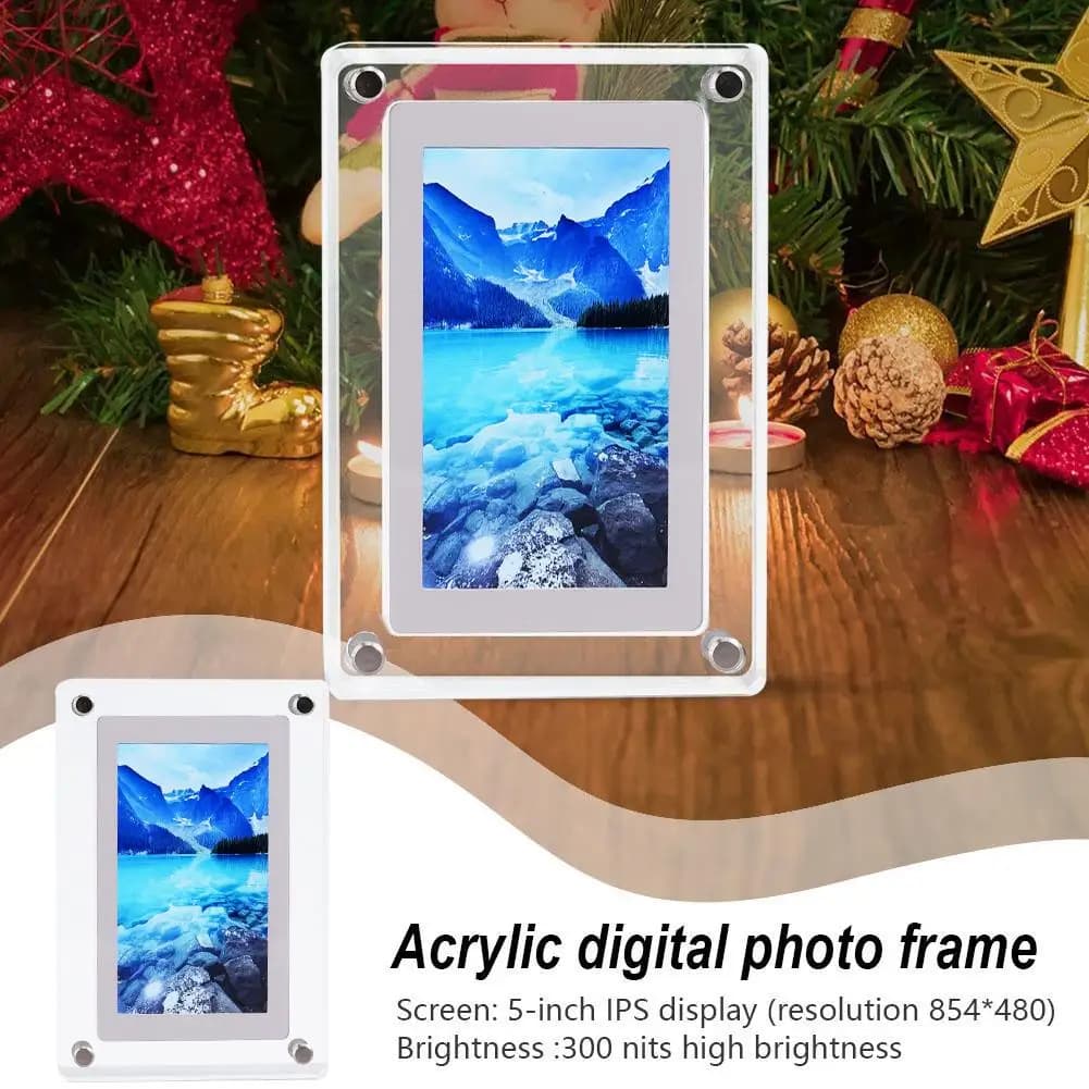 5 Inch HD Digital Photo Frame Acrylic Picture Motion Frame IPS Screen 2G Memory Volume Button Speaker Inside Video Image Player