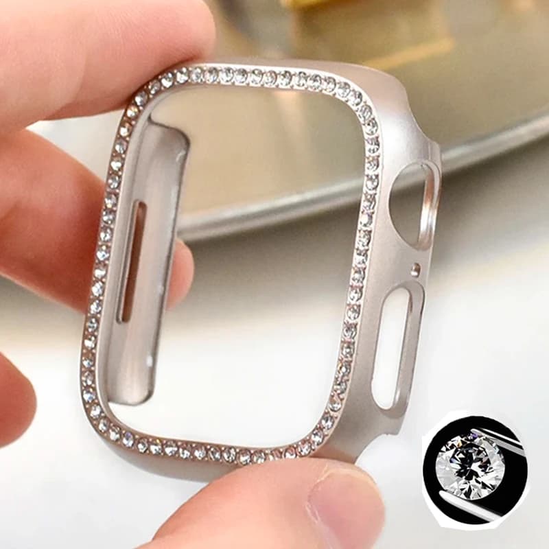 Diamond Cover for Apple Watch 10 9 8 Case 46mm 42mm 45mm 41mm 44/40mm Bling Protector iWatch series 7 se 6 5 Bumper Accessories