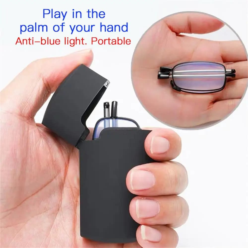 Portable Reading Glasses Men Women Folding Business Presbyopia Glasses Eyewear Metal Frame Spectacles With Case 1.0-4.0
