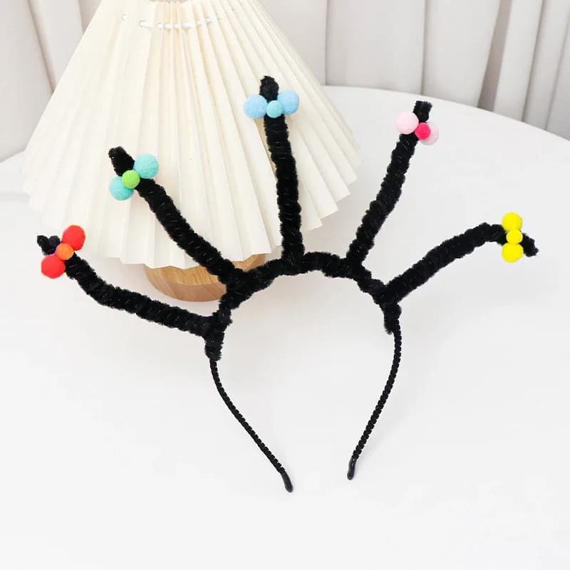 Little Witch Mona Headband Cute Fried Hair Bow Twist Stick Pure Black Funny Explosion Birthday Party Halloween Headdress