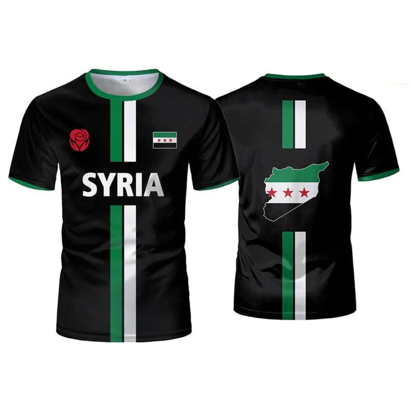 New In Syria Flag Football Jersey Shirt Men's Short Sleeve Sports Syrian T-shirts Tops Unisex Casual Mens T-shirts Streetwear