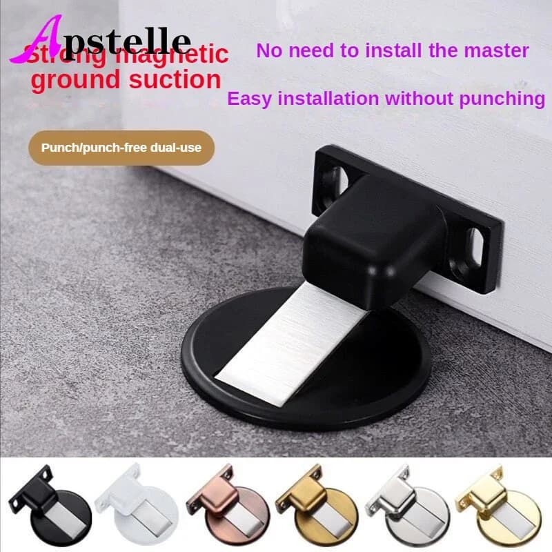 Apstelle Magnetic Door Stop 304 Stainless Steel Magnet Door Stopper Holder Hidden Catch Floor Doorstop Toilet Furniture Hardware