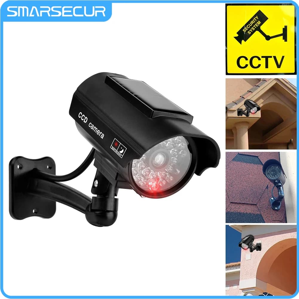 Smarsecur Fake Camera Solart Dummy Waterproof Security CCTV Surveillance Camera With Flashing Red Led Light Outdoor Indoor