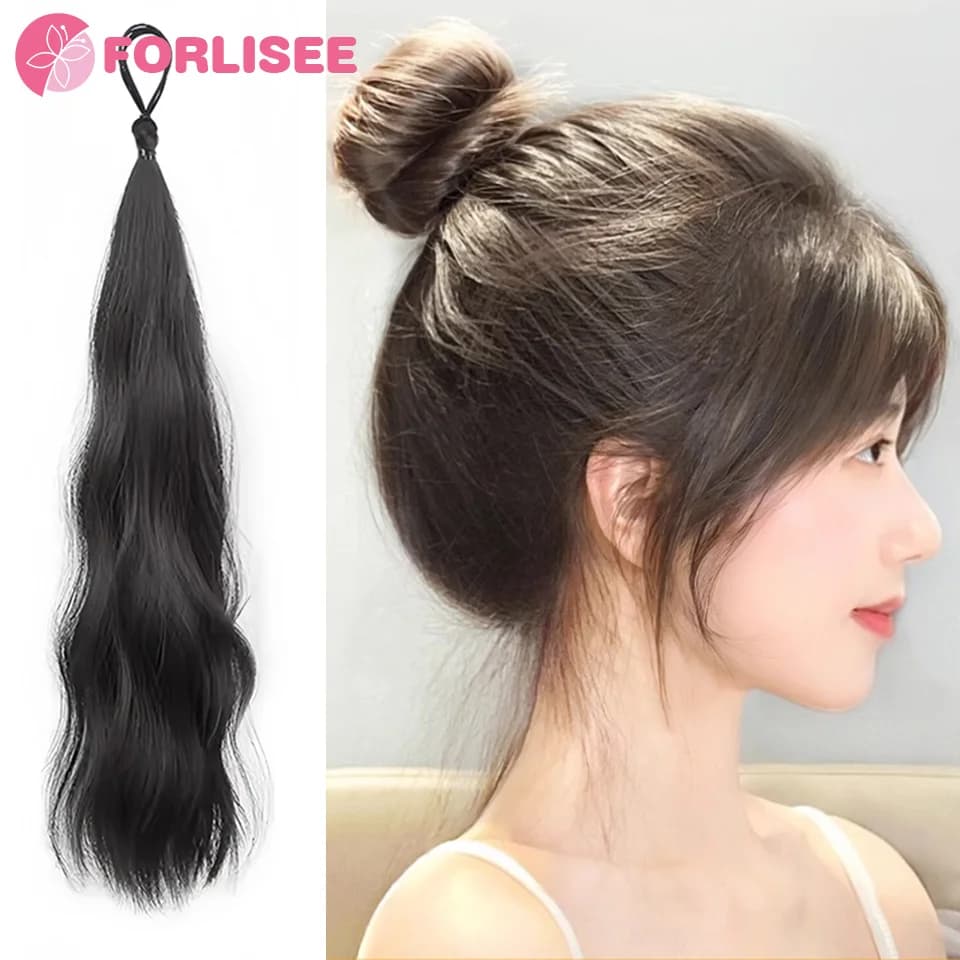 FORLISEE Synthetic Winding Ball Hair Ring Wig Bud Hair Bun Natural Fluffy Hair Volume Low Tie Fluffy Wig Hair Bag