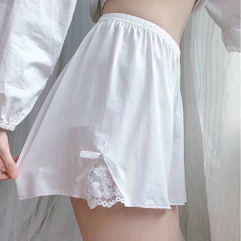 Safety Short Pant Women Summer Lace Satin Ice Silk Loose Homewear Under Skirt Pajamas Thin Cool Comfortable Safety Pants