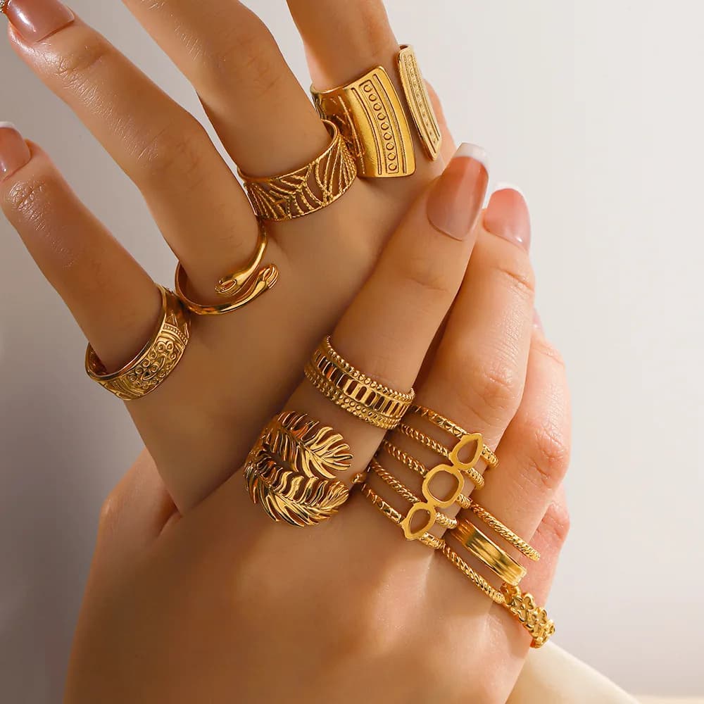 CARLIDANA New Stainless Steel Gold-Plated Open Women's Ring Fashion Boutique Sweet Cool Girl Jewelry Simple Retro Luxury