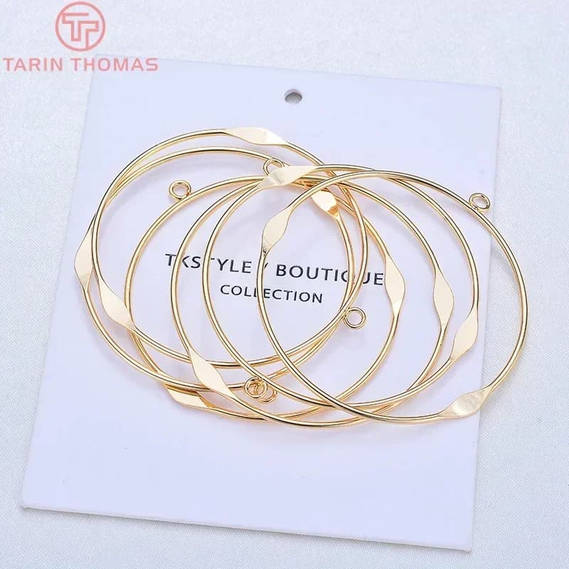 (3559)10PCS 48MM 24K Gold Color Plated Round Earrings Hoop High Quality DIY Jewelry Making Findings