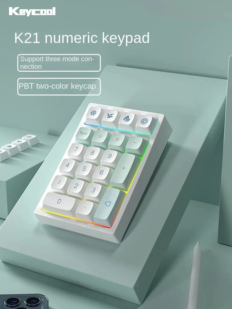KEYCOOL K21 Finance  Mechanical Keypad Keyboard Laptop Wireless Bluetooth Numeric Accounting Tri-mode Gasket Wired Hot-swappable