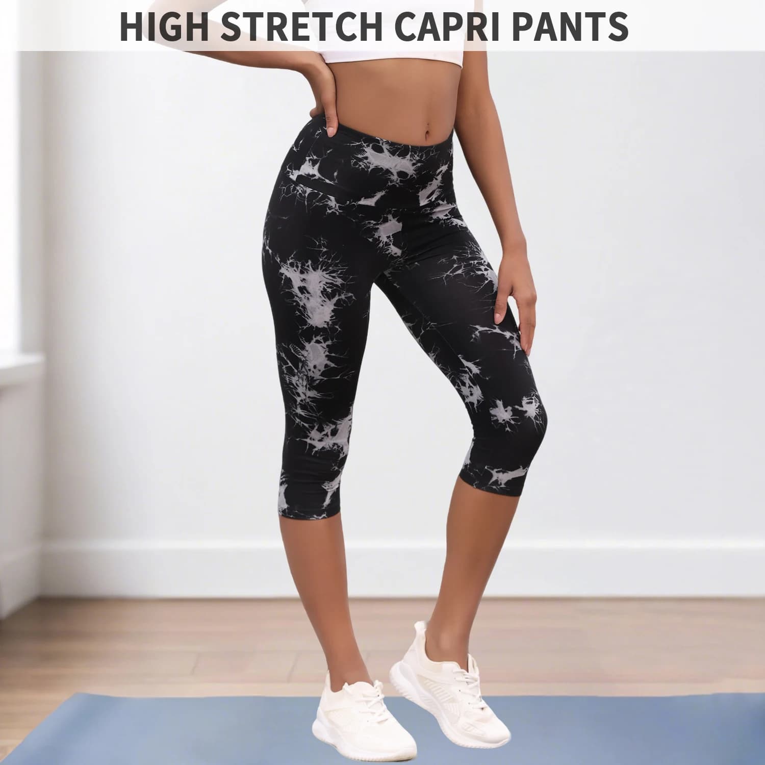 Super Soft High Waisted Tie Dye for Women No See Through Workout Running Yoga Athletic Capri Pants Yoga Push Up Gym  Fitness