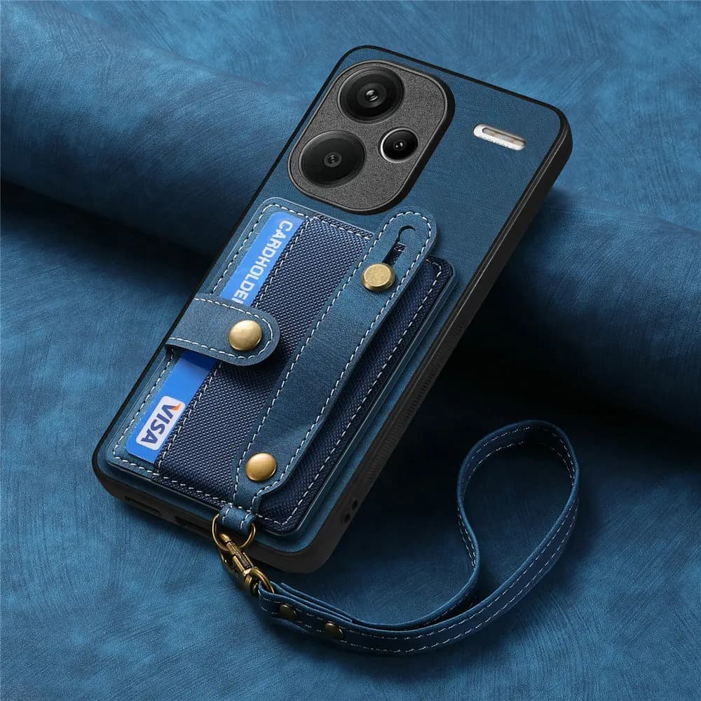 For Redmi Note 13 Pro Plus 5G Luxury Case Wristband Leather Card Funda Xiaomi Redmi Note 14 Pro Case Phone Note13 4G Back Cover