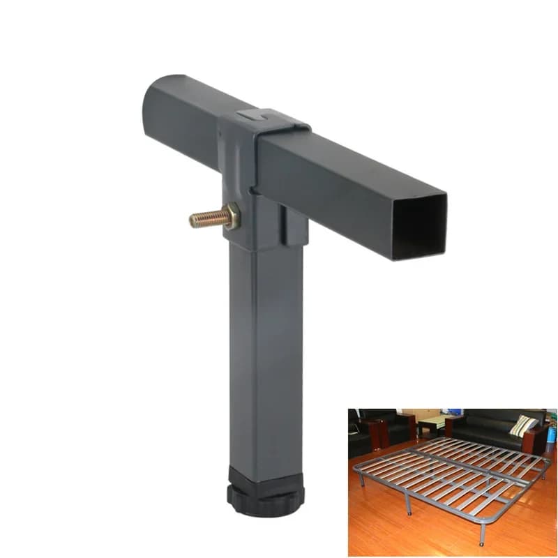 Adjustable Height Clamp Tube Leg Metal Square Bed Riser Table Legs for Tatami Bed Frame Fixed Support Foot Screw Hardware