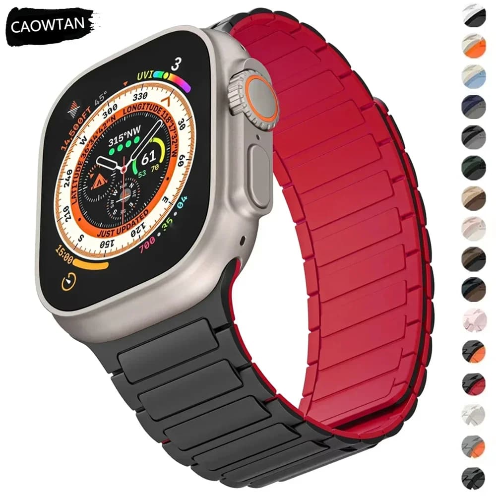 Magnetic Band for Apple Watch Ultra 2 49mm 45mm 44mm S10 46mm 42mm 40 41mm Silicone Strap for IWatch Series Ultra 2 9 8 7 6 5 4