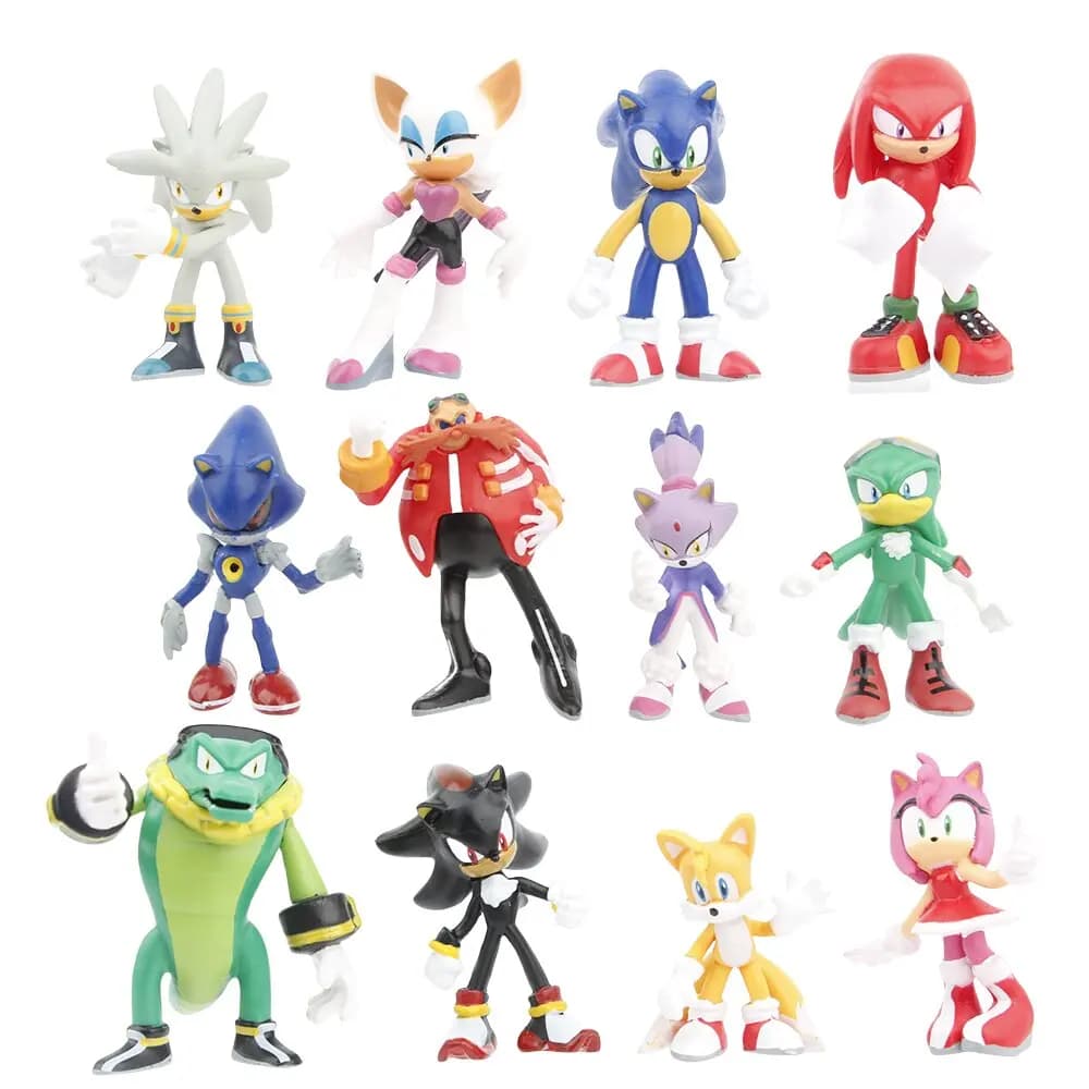 2024 Sonic PVC Character Toy Hedgehog Shadow Tail Figure Model Dolls Children Animal Toy 12pcs/Set