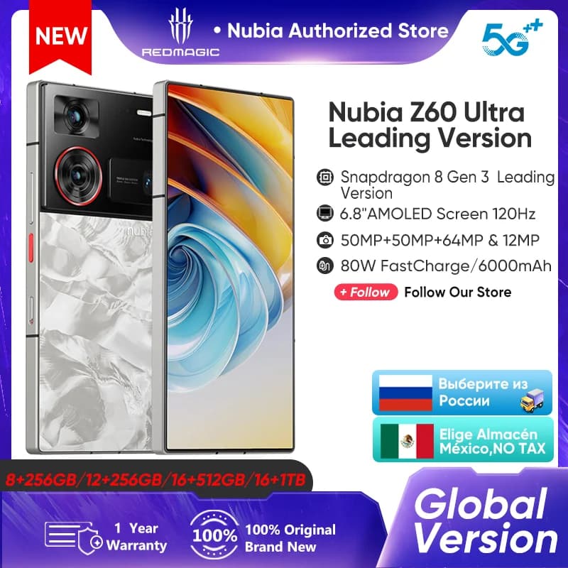 Nubia Z60 Ultra Leading Version Global Version 120Hz 6.8' AMOLED Screen Snapdragon 8 Gen 3 MyOS 14.0 Infrared Remote Control 80W