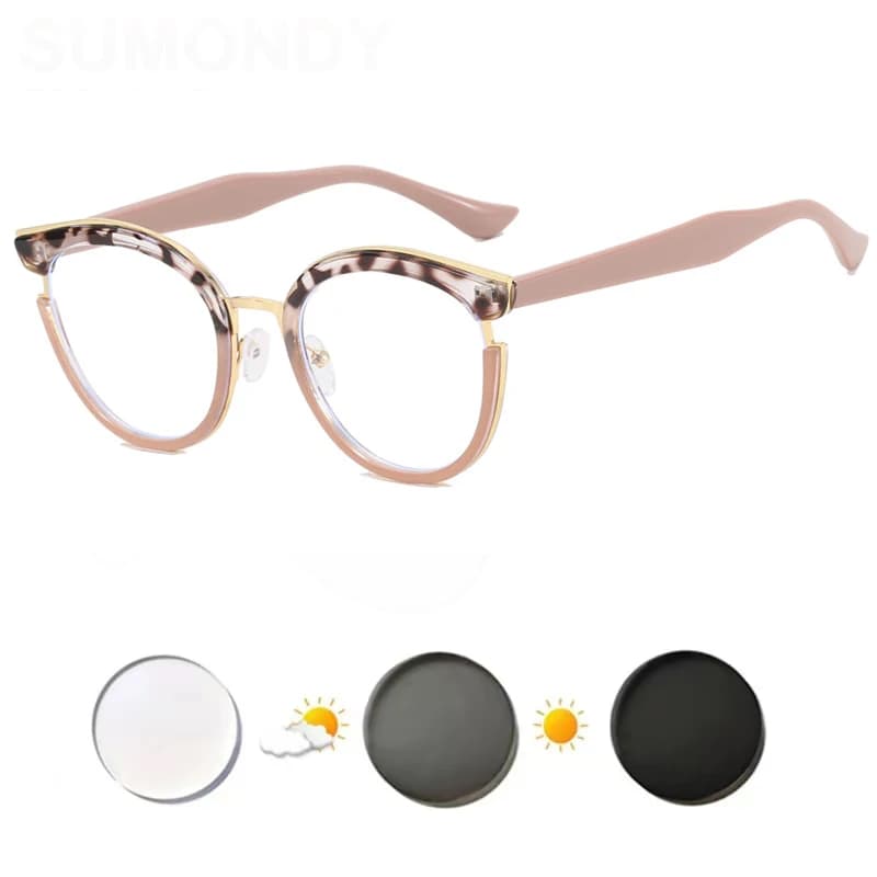 New Cat Eye Photochromic Myopia Sunglasses  Luxury Brand Designer Eyeglass Frame Shortsighted Glasses
