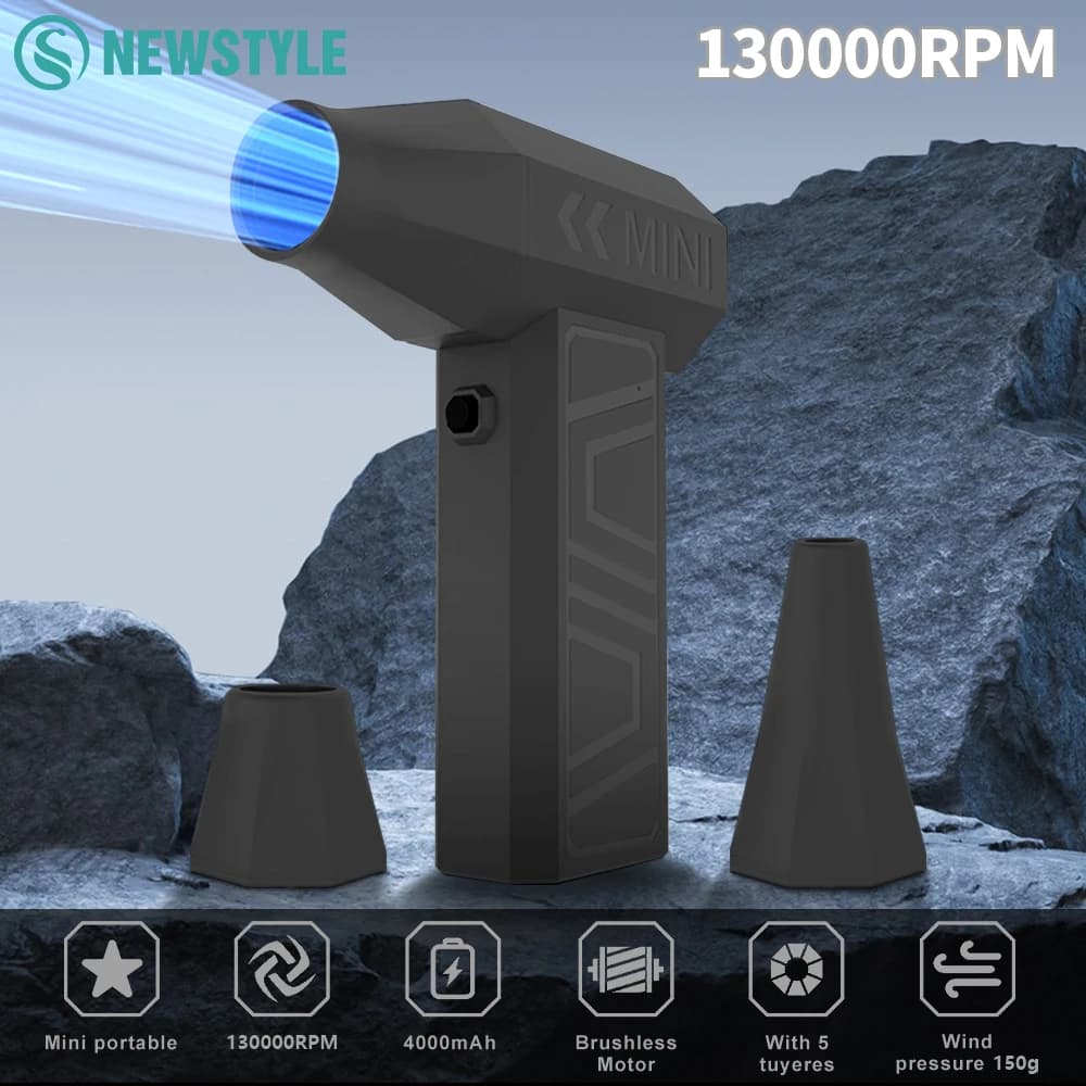 130000RPM Portable Turbo Jet Fan Electric Air Duster Car Cleaning Blower Tool 4 Gears adjustable Type-C Charging Handheld Blower