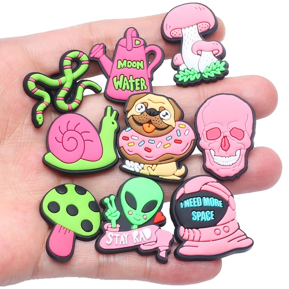 Single Sale 1pcs PINK FRESH PVC Garden Shoes Accessories Children Shoe Decorations Fit Wristband shoe Charm Party Present