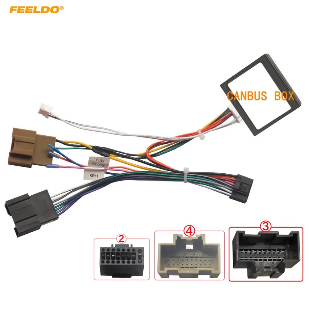 FEELDO Car Radio 16pin Power Cord Wiring Harness Adapter With Canbus For Opel/Vauxhall Corsa E Audio Installation Head Unit