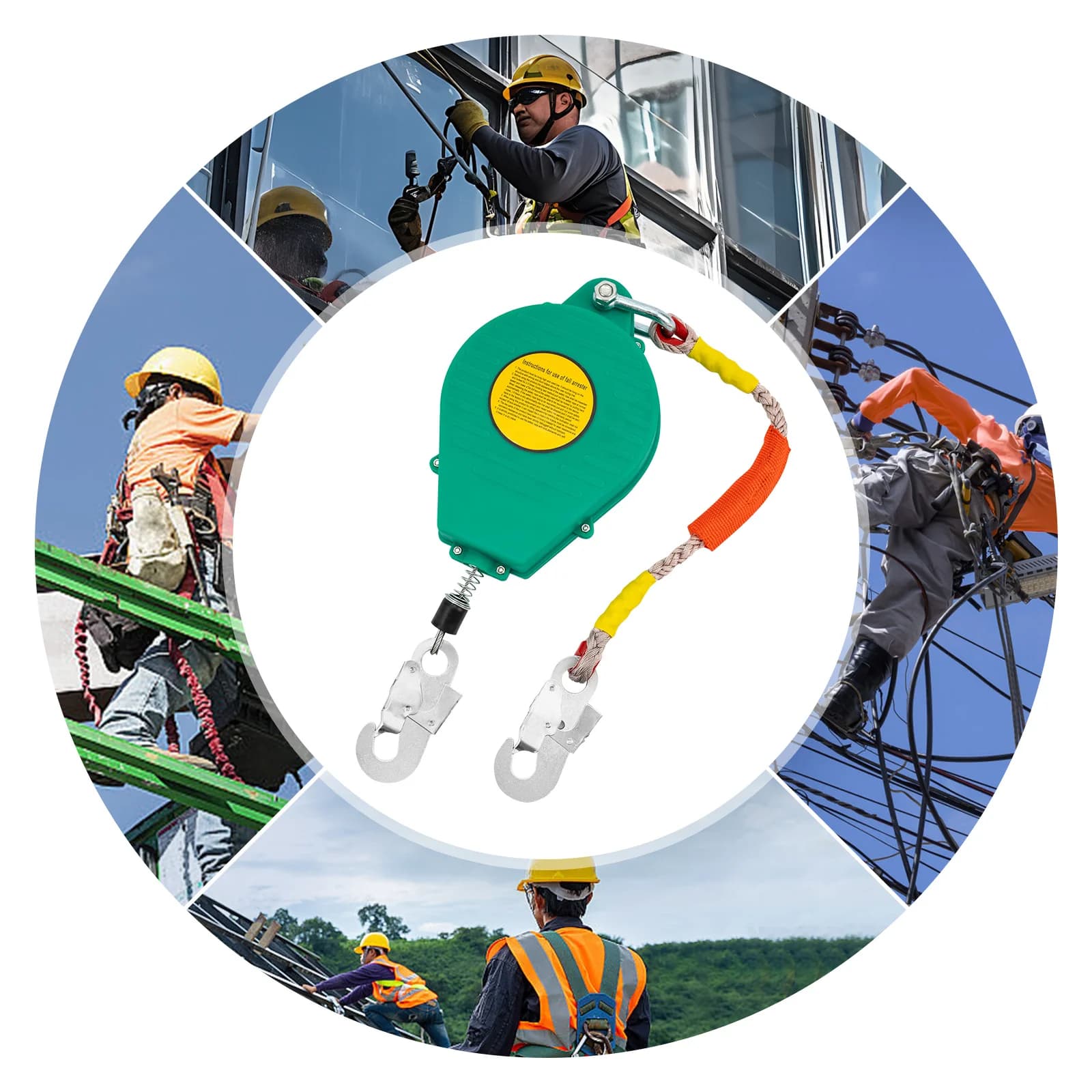 49ft Safety Fall Arrester Self Retracting Lifeline Lanyard Protect for Electrical Maintenance Engineering Construction