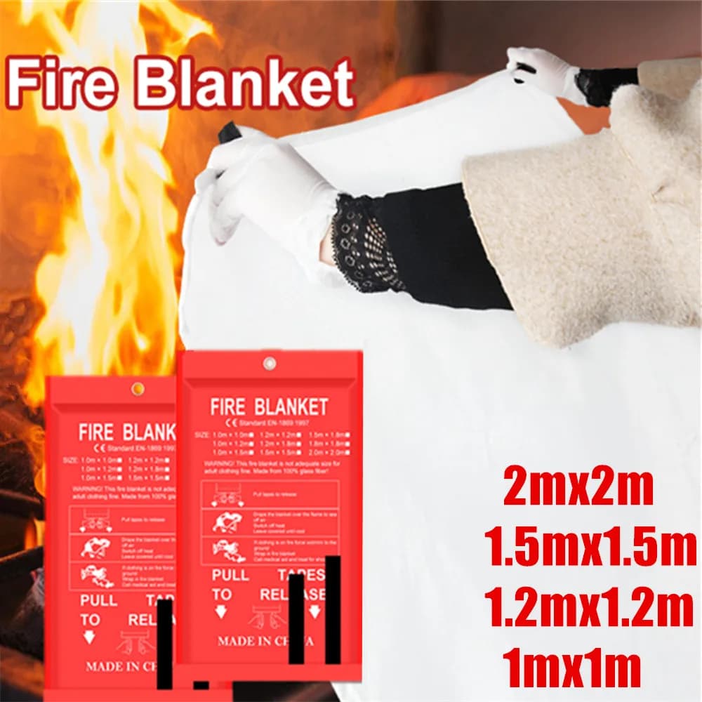 4 Size Emergency Fire Blanket for Home&Kitchen Fire Suppression Fiberglass Fire Blanket Rescue Shelter Retardant Safety Cover