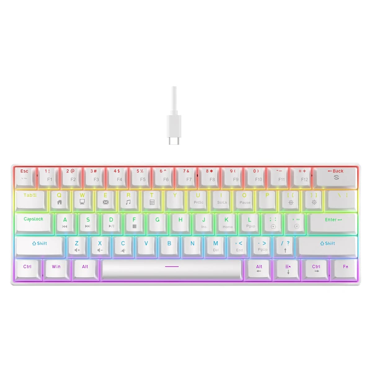 K61 Wired Mechanical Keyboard 10 Kinds of Colorful Lighting Gaming and Office For Microsoft Windows and Apple IOS System