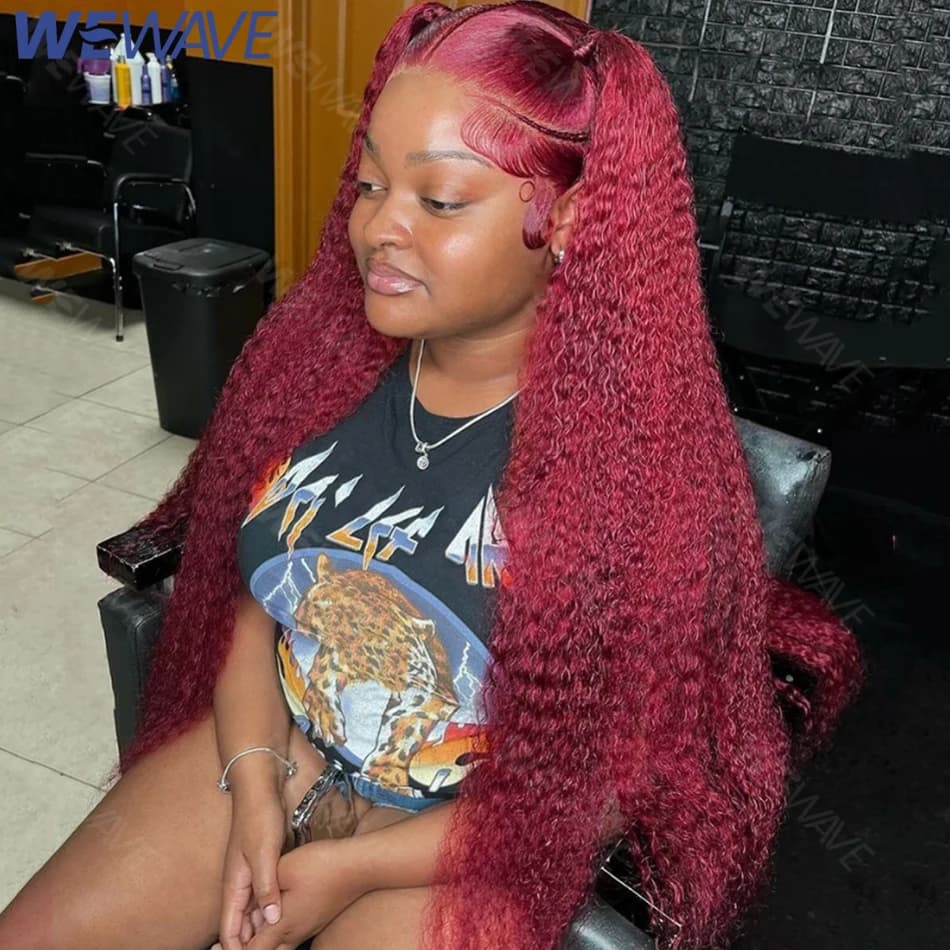 Red Curly Wigs 99J Burgundy 13X6 Hd Lace Frontal Human Hair Wig Colored Deep Wave Frontal Wig 13X4 Red Lace Front Human Hair Wig