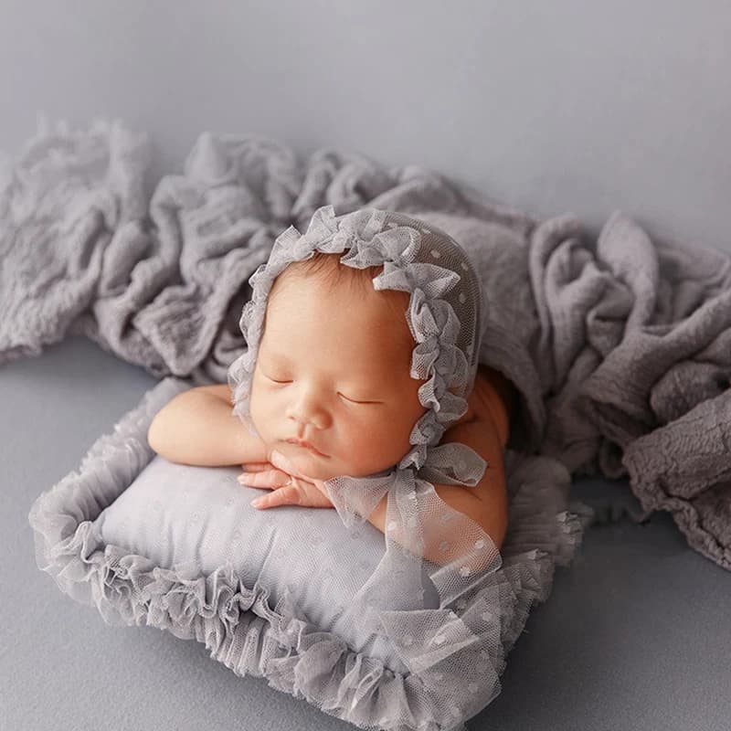 Newborn Photography Props Baby Adjustable Artificial Head Flower + Soft Stretch Wrap Blanket Prop Studio Shooting Accessories