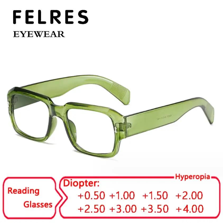 Men Women Fashion Thick Frame Blue Light Blocking Square Reading Glasses Clear Lens Glasses Frames 2024 New FELRES