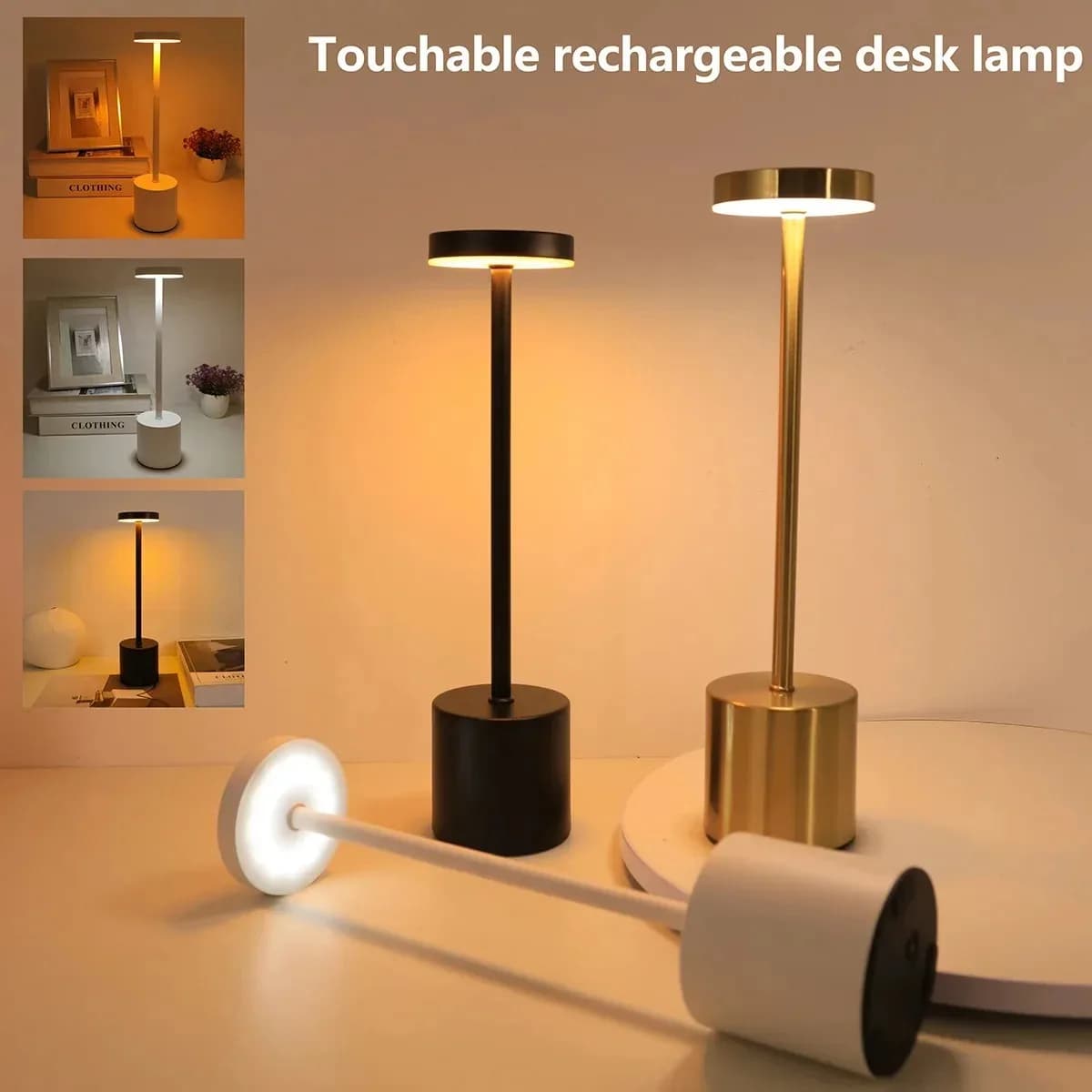 Metal Table Lamp Night Light Stepless Dimming  USB Rechargeable Touch Decoration Desk Lamp Bedside Lamp Hotel Bar