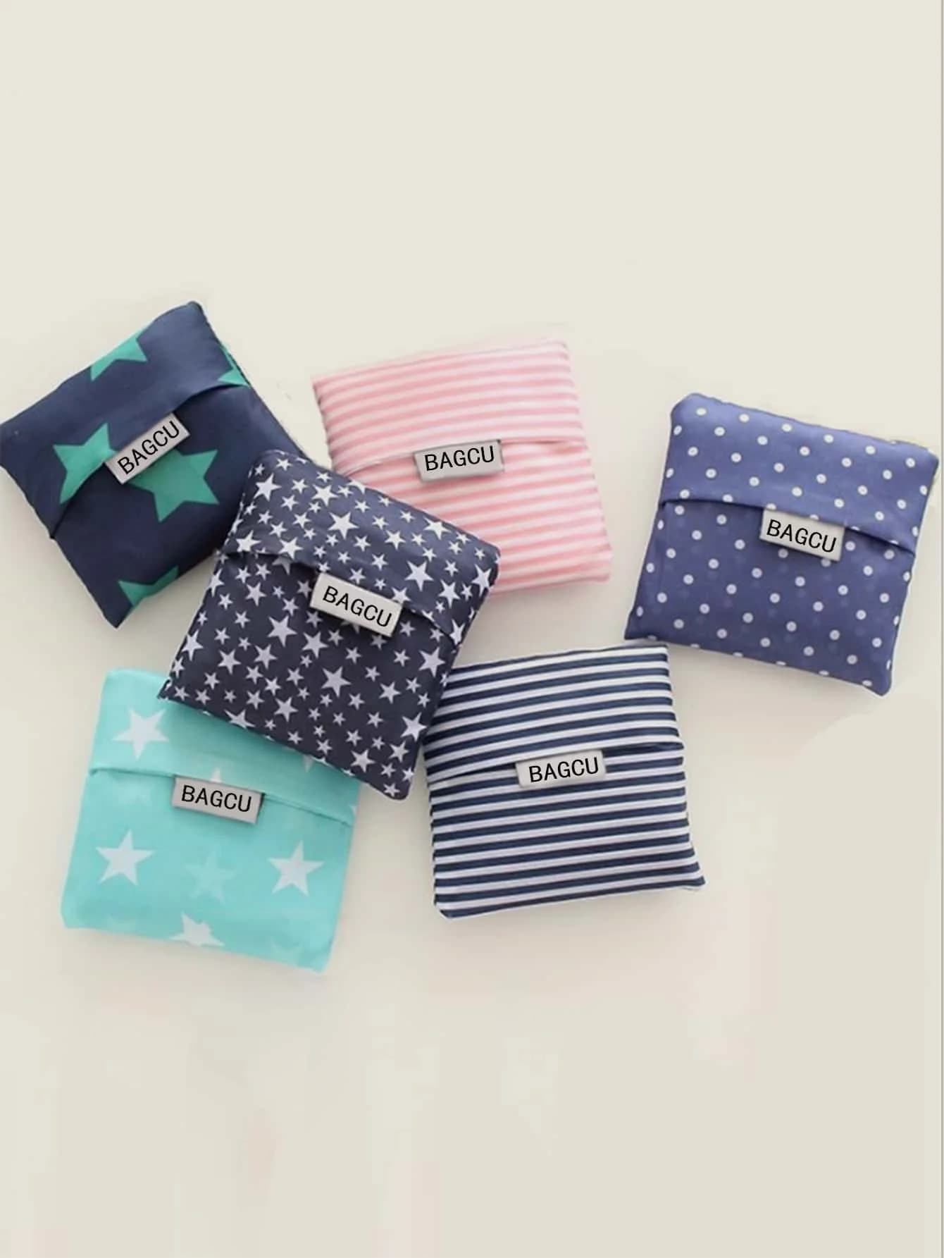 1PC- Reusable Polyester Portable Shoulder Women's Handbags Folding Pouch Shopping Bag Storage Travel Grocery Fashion Pocket