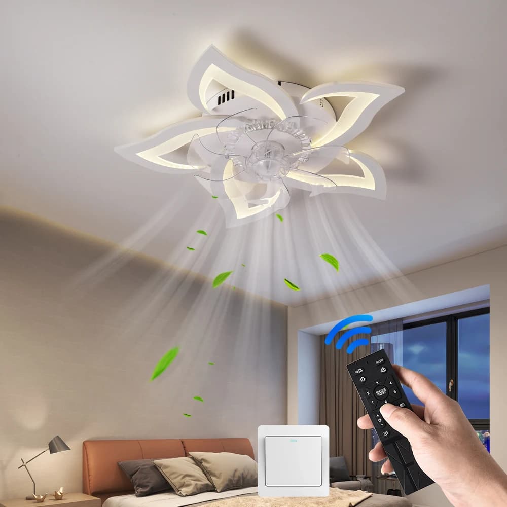 Modern LED Ceiling Fan App and remote Control Mute 6-Wind Adjustable Speed Dimmable Timer Function Ceiling Light for living room