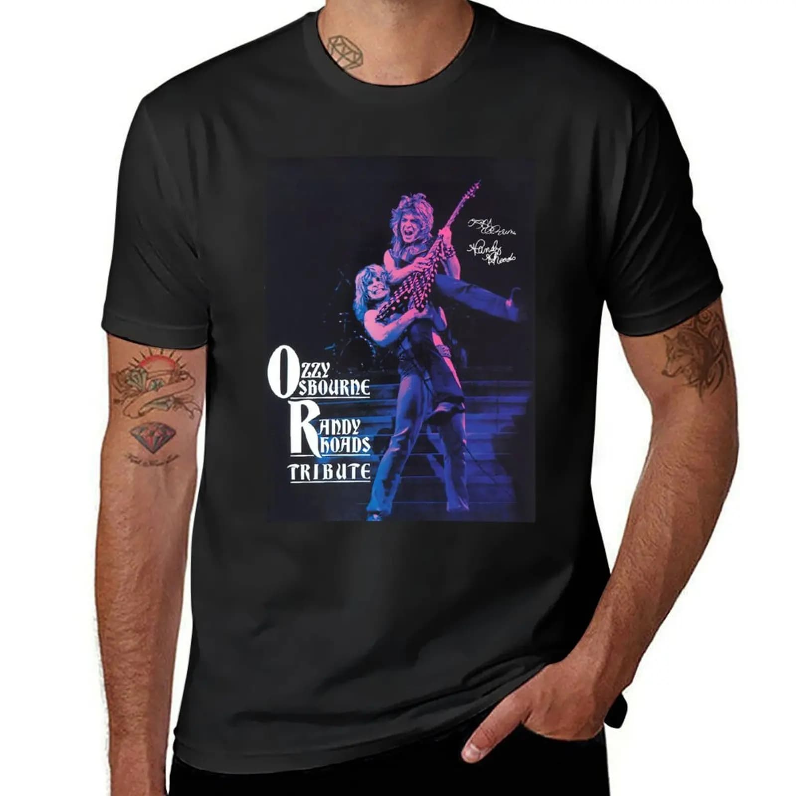 American Guitarist Randy Rhodes Tribute signature Rhoads Jackson T-Shirt plain Short sleeve tee funny t shirts for men