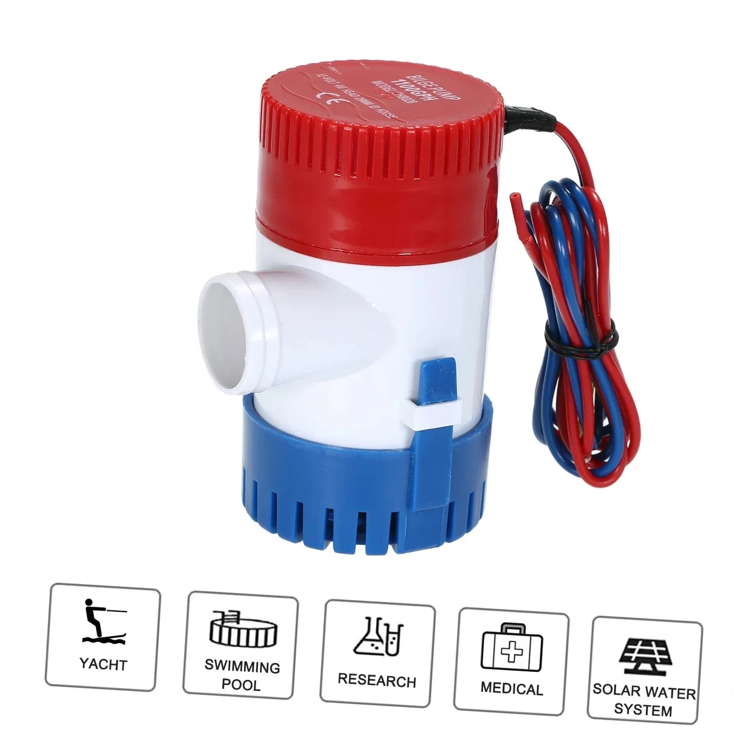 12V Electric Pump 1100GPH Marine Bilge Pump Submersible Boat Water Pump