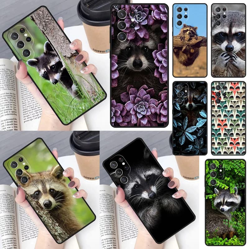 Kawaii Baby Raccoons Racoons Cover For Samsung Galaxy S23 Ultra S22 S20 S21 FE S8 S9 S10 Plus Note 10 20 Ultra phone Case