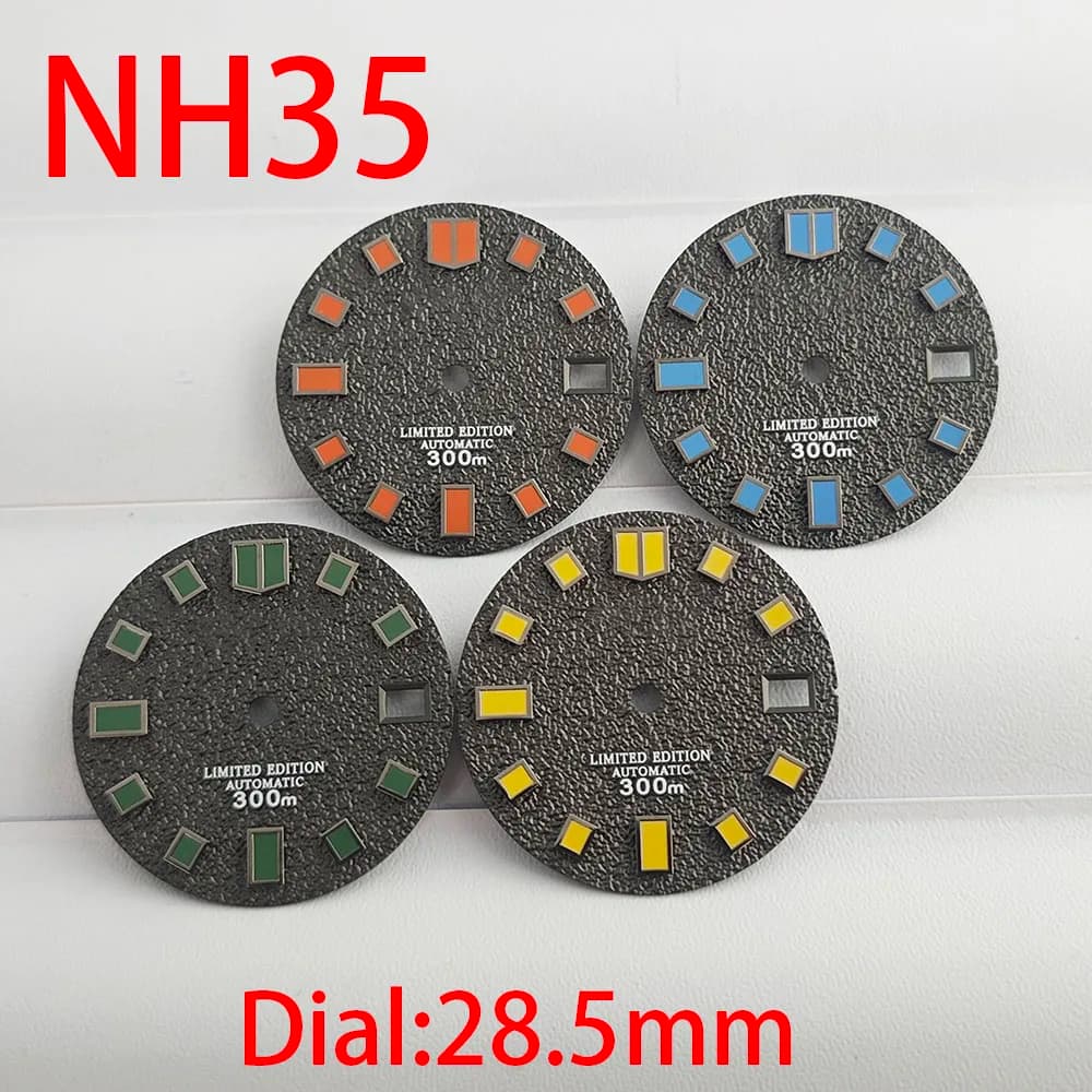 Men's Watch 28.5MM dial NH35 dial hands green luminous for the NH35 NH36 automatic mechanical movement case strap watch accessor