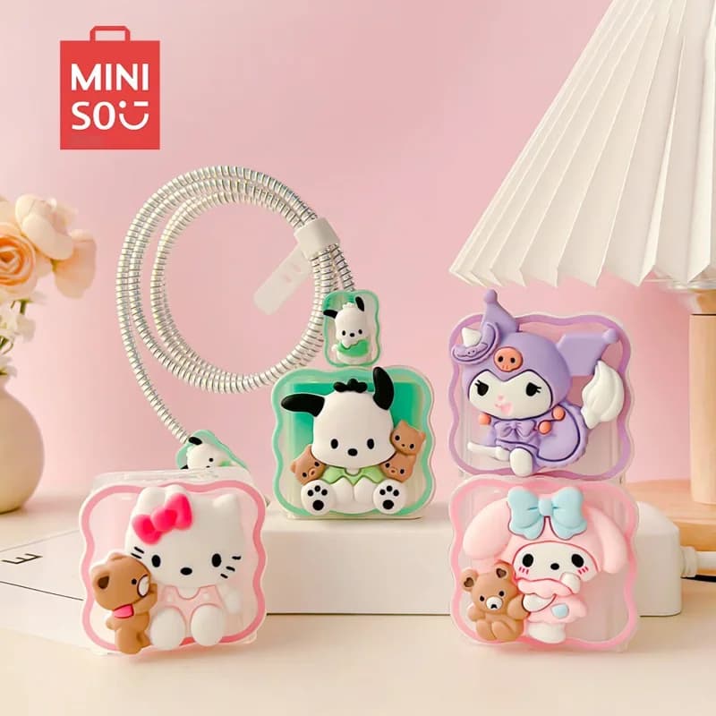 Sanrio Hello Kitty Kuromi 5pcs Set Cable Protector for iPhone 20w Fast Charger Case Cable Management Phone Wire Cord Organizer