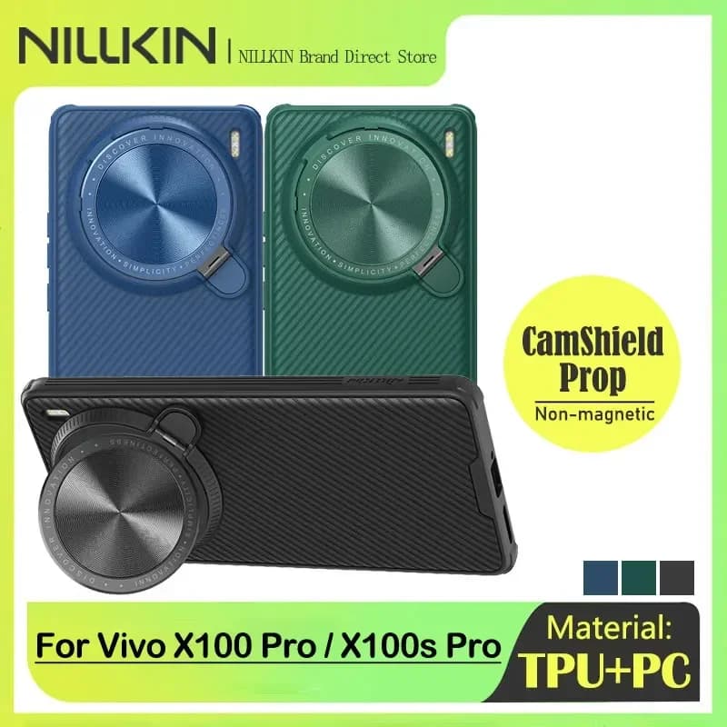 Nillkin CamShield Prop Case for Vivo X100 Pro, Lens Privacy Cover with Camera Stand, Adapt Len Camera Case for Vivo X100s Pro