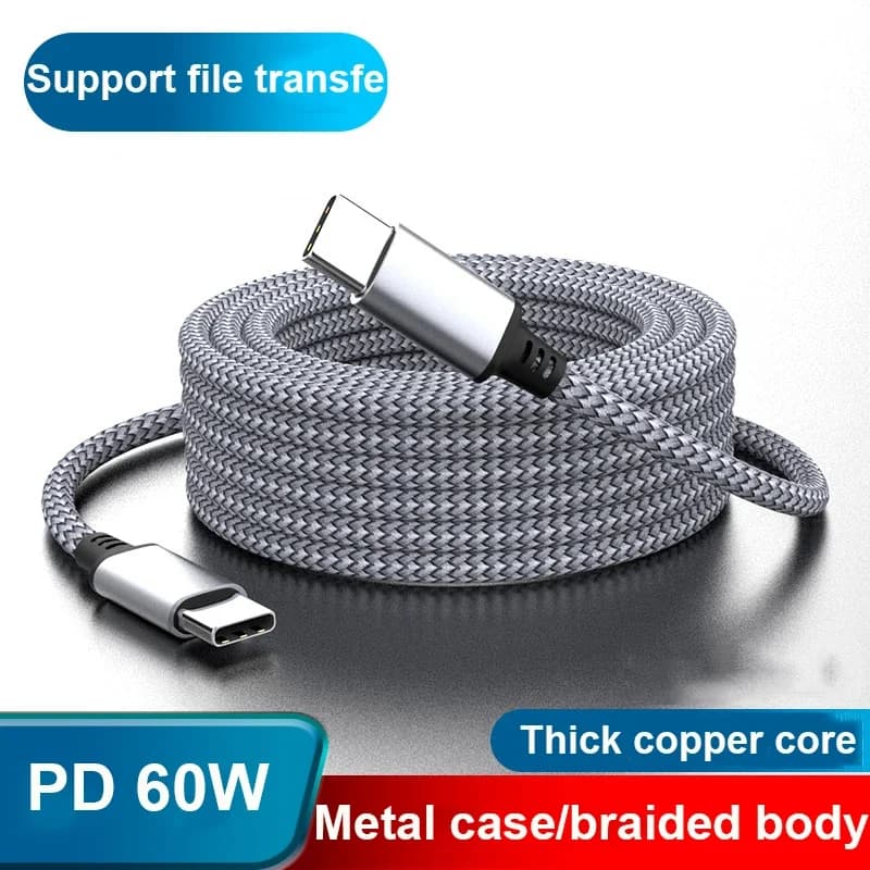Type C To Type C Cable PD60W Fast Charger 1M 2M 3M 5M 8M Universal Extended Data Cable for IPhone15 Xiaomi Samsung Camera Laptop