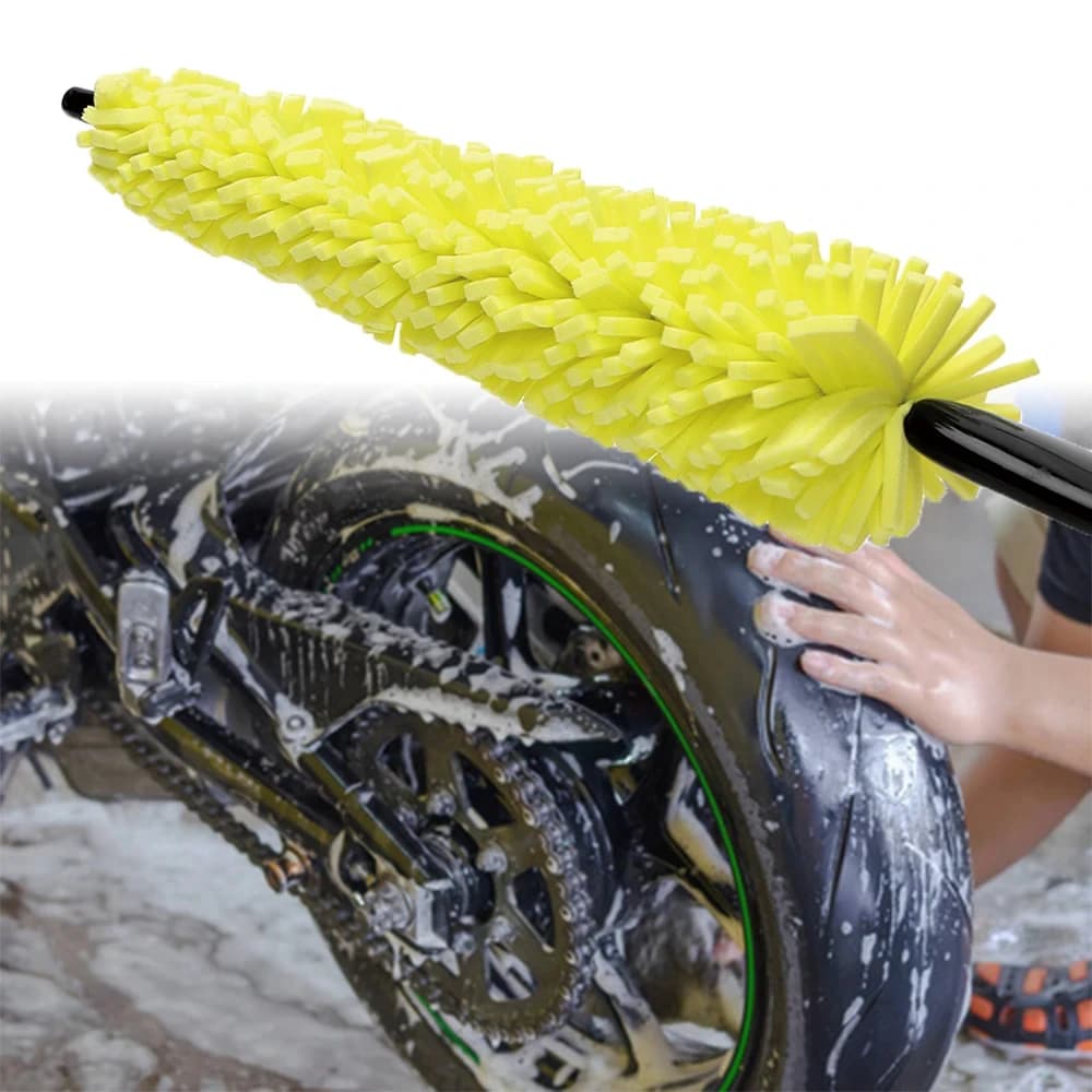 29cm Motorcycle Sponge Brush Wheel Rims Washer Car Hubcaps Wash Auto Cleaning Tool With Handle Bicycle Dirt Pit Bike Accessories