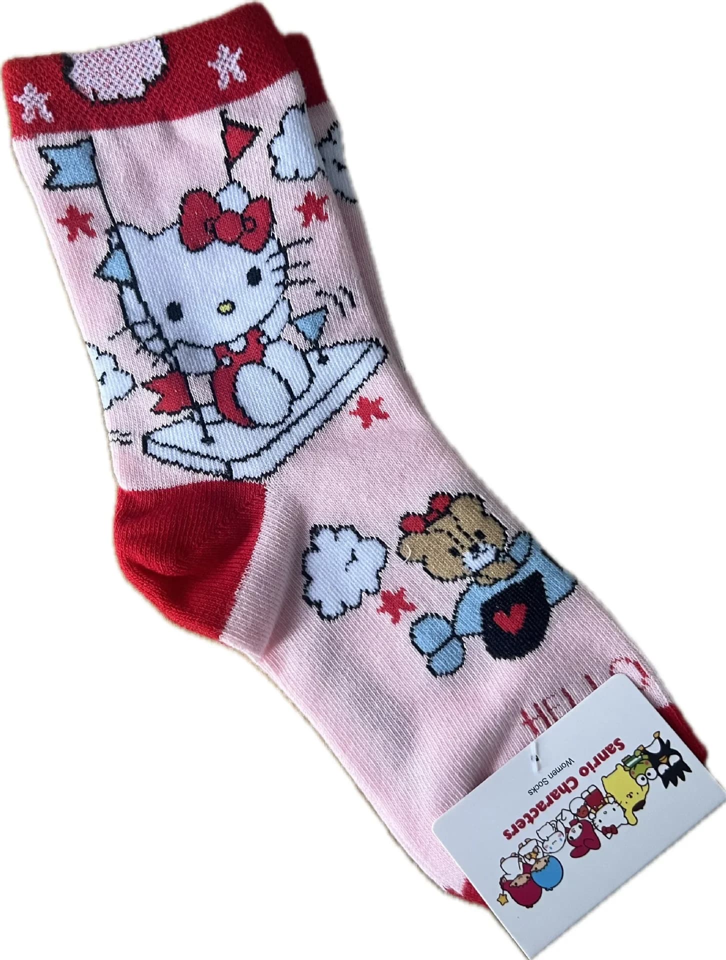 New Hello Kitty Socks Sanrio  Anime Kuromi Autumn and Winter Sweet in The Tube Cartoon Socks Cute Girls Cotton Home Warm Sock