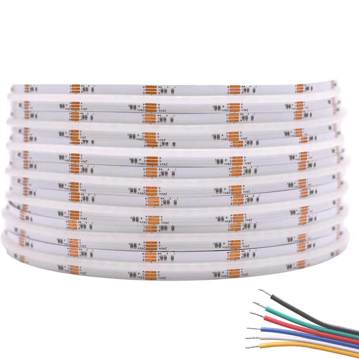 CCT RGB RGBW RGBCCT COB LED Strip Light High Density Flex FCOB LED Tape Light Dimmable FOB Linear Ribbon DC12V 24V 5M/Roll