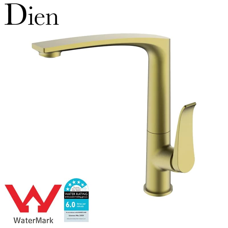 Luxury Brass Kitchen sink faucet Top Quality Modern Single Hole Copper Kitchen mixer Tap Hot Cold water One Handle,Brushed Gold