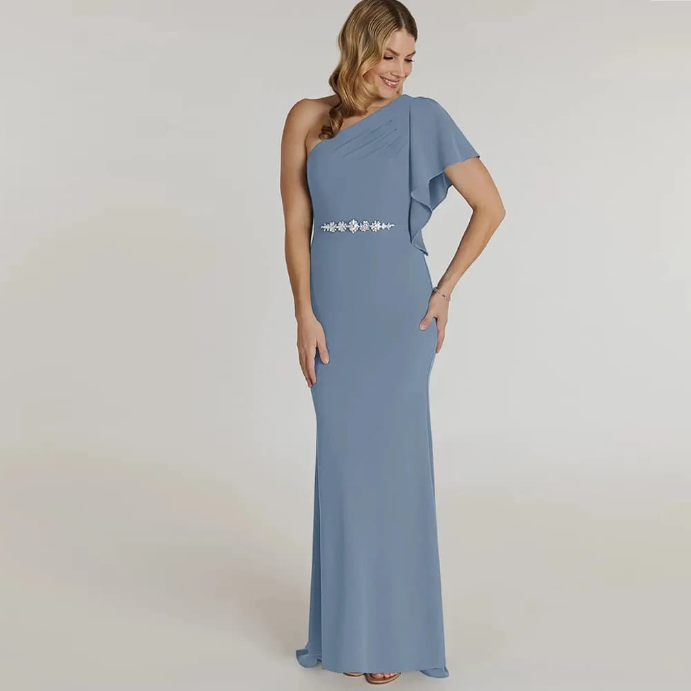 Beach Chiffon Mother of Bride Dresses for Women Short Sleeve Wedding Party Dresses Zipper Back Robe De Crystal 2024 Summer